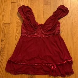 NWOT Sexy Red Babydoll Ribbon Lingerie Slip Dress